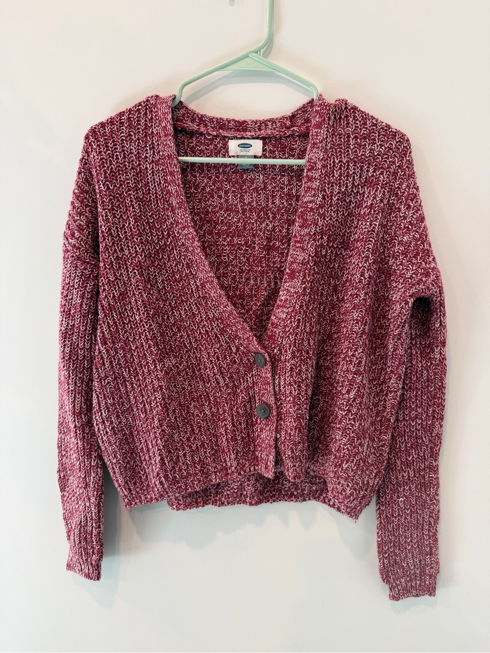 Old Navy Marled Berry V-Neck Button Cardigan Sweater